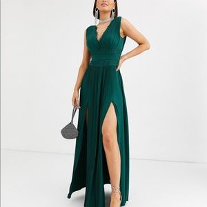 ASOS fuller bust, lace insert, pleated maxi dress